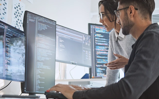 People interacting with AI